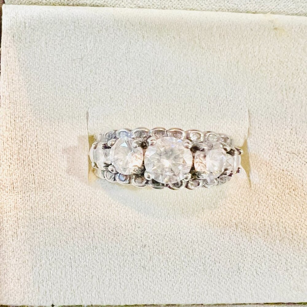 Vintage Sterling Silver Cubic Zirconia 5 Stone Ring